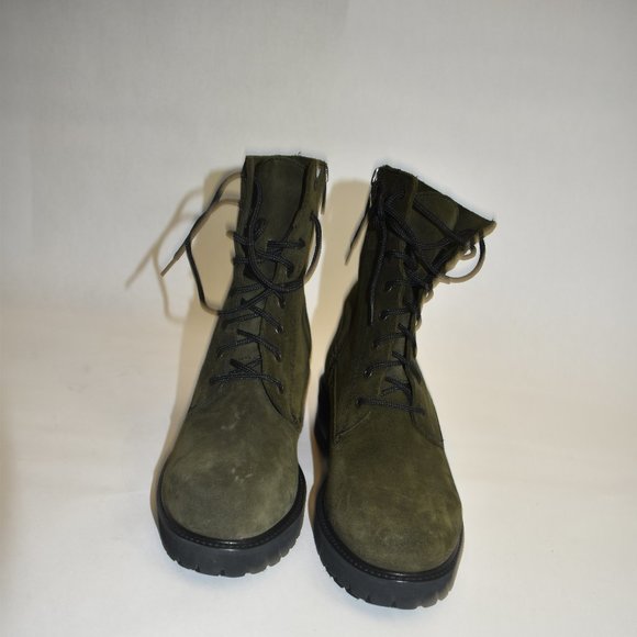 La Canadienne Cara Waterproof Combat Boot Khaki Olive Green Suede Size 7.5 - Picture 8 of 10